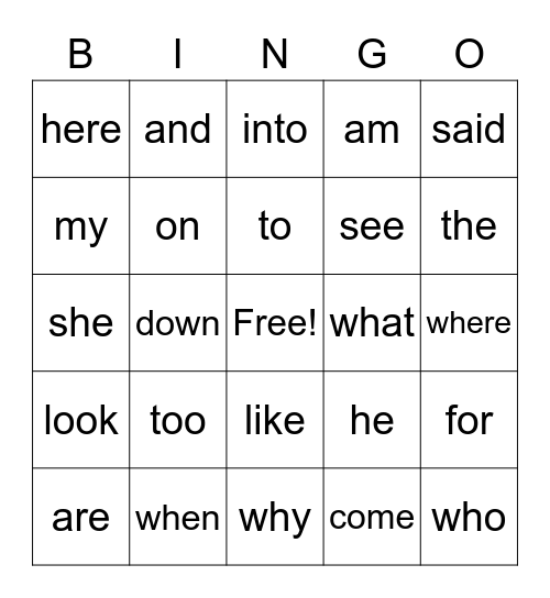 Sight words - List 2-3 Bingo Card