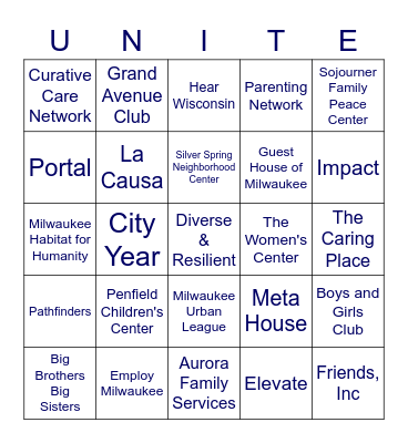 UNITED WAY BINGO Card