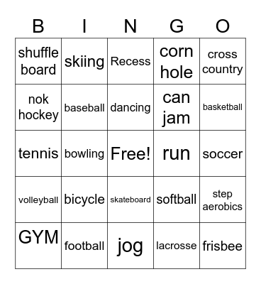 sports words bingo ccs kl Bingo Card