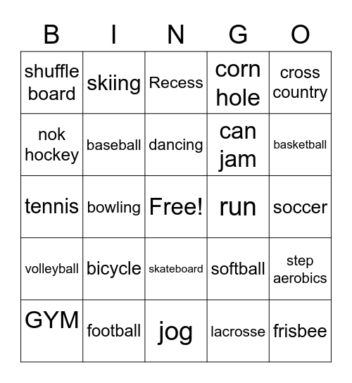 sports words bingo ccs kl Bingo Card
