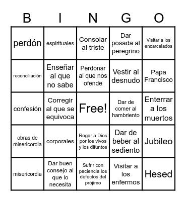 BINGO DE LA MISERICORDIA Bingo Card