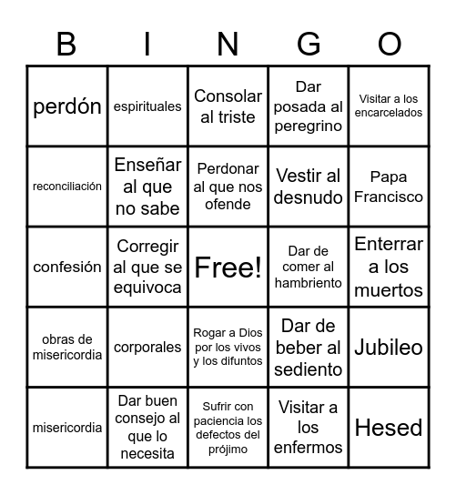 BINGO DE LA MISERICORDIA Bingo Card