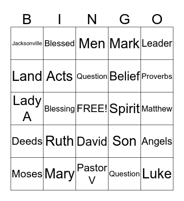Family Fun Night Bingo Card