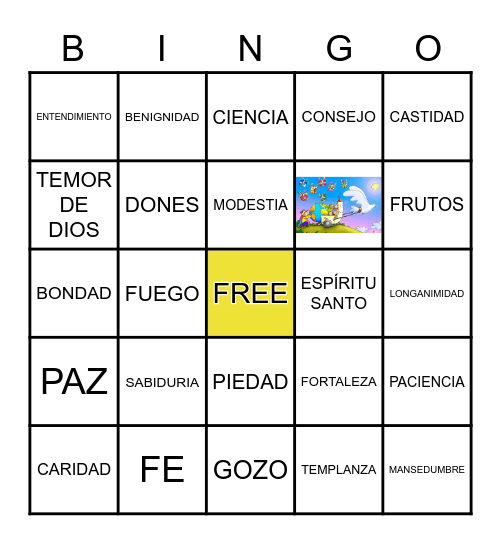 LOS DONES Y FRUTOS DEL ESPIRTU SANTO Bingo Card