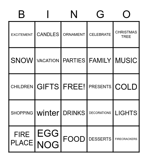 HOLIDAY BINGO Card