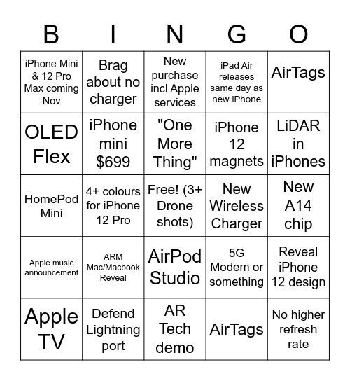 Apple Event Bingo Card