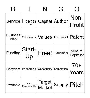 Entrepreneurship Bingo Card