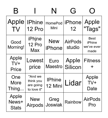 Euro Maestro - Apple Event Bingo Card