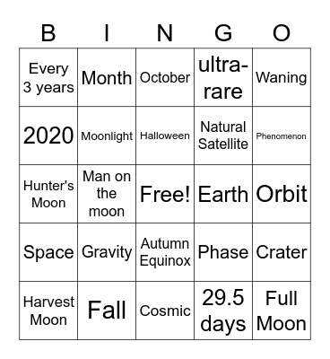 Blue Moon Fall Fest Bingo Card