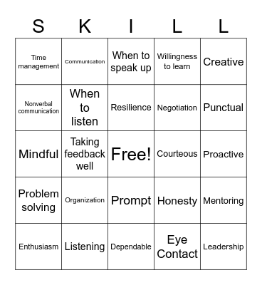 MAA Soft Skills Bingo Card