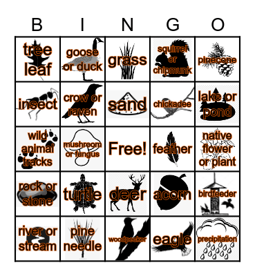 Northwoods Wildlife Center Fall Bingo Card