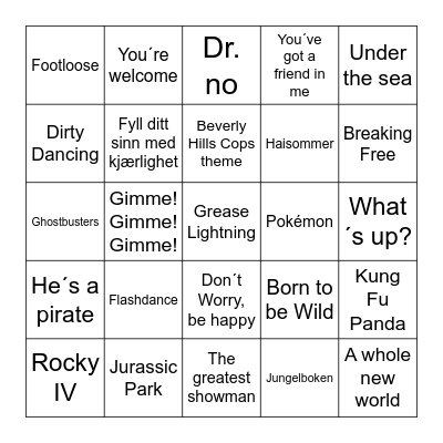 Tuesday Tunes - Movie Night Bingo Card