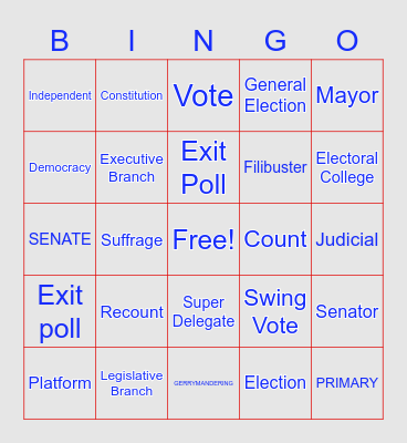 Election Day Bingo Card