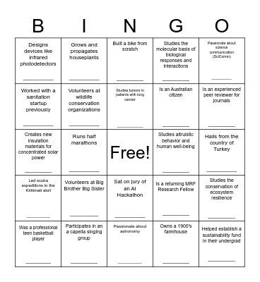 MRF Virtual Bingo - DRAFT Bingo Card