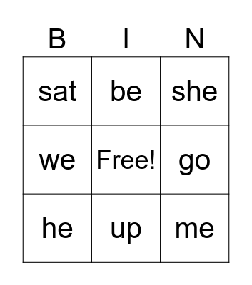 Bingo! Bingo Card
