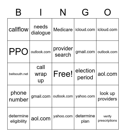 Untitled Bingo EMAIL Bingo Card