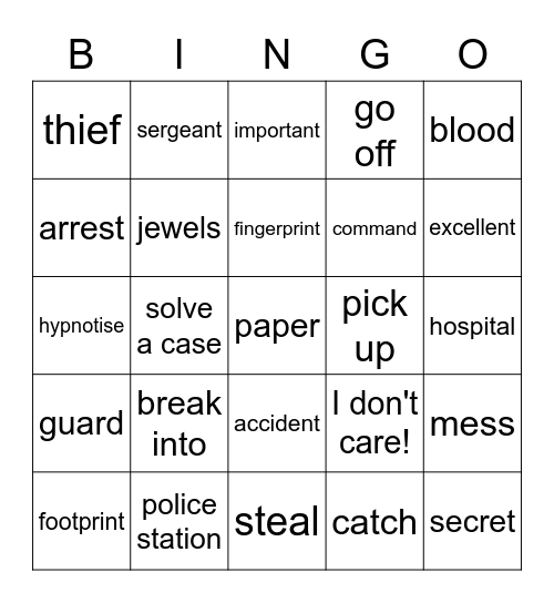 Did we catch them? Bingo Card