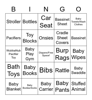 Baby Shower Bingo! Bingo Card