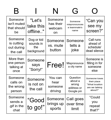 Call Bingo Card
