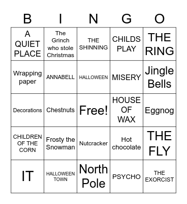 Happy Holiday's Bingo Card