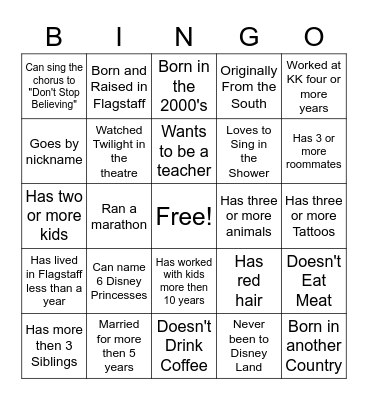 Who's Who BINGO Card
