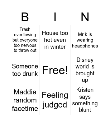 In-law bingo Card