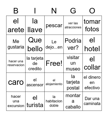 Avancemos 2 Unidad 1 Leccion 2 Bingo Card