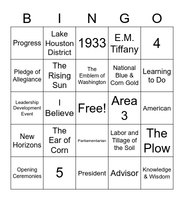 FFA Bingo Card