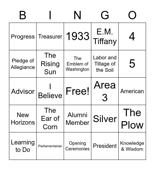 FFA Bingo Card