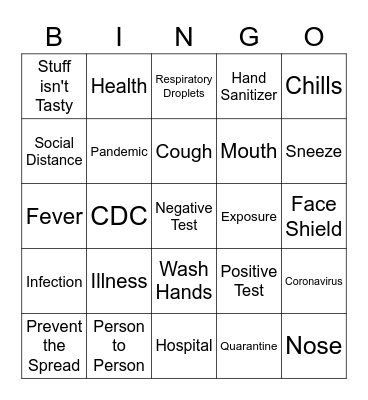 PANDEMIC SAFETY Bingo Card