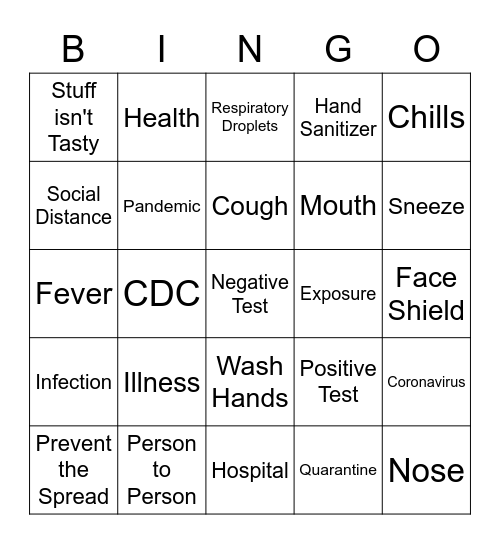 PANDEMIC SAFETY Bingo Card