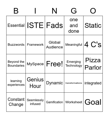 Shake Up Learning Bingo Card