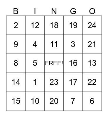 Happy Thanksgiving! Bingo Card