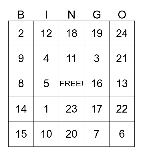 Happy Thanksgiving! Bingo Card