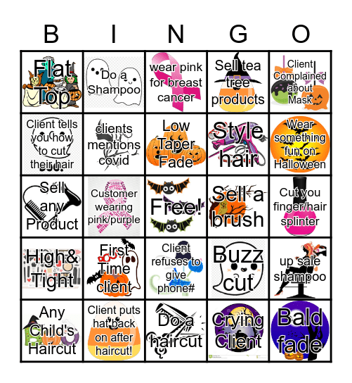 Great Clips Halloween Bingo Card