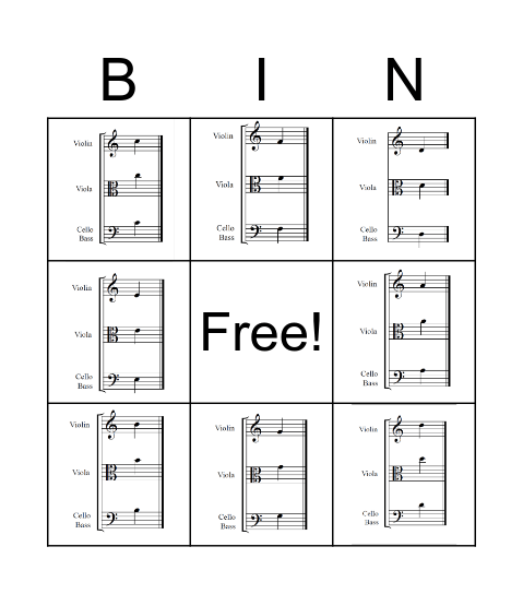 D and A String Bingo (4 Corners) Bingo Card