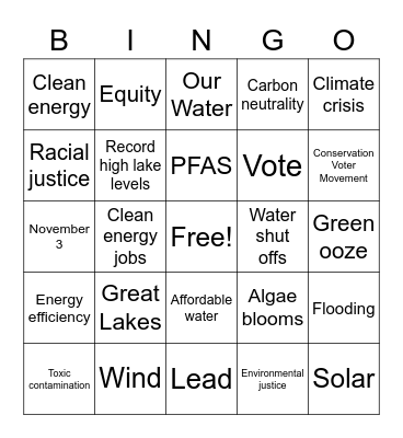 Equity & the Environment Bingo Card