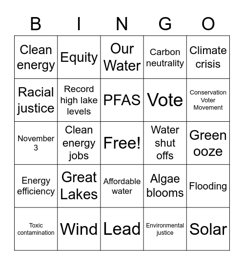 Equity & the Environment Bingo Card