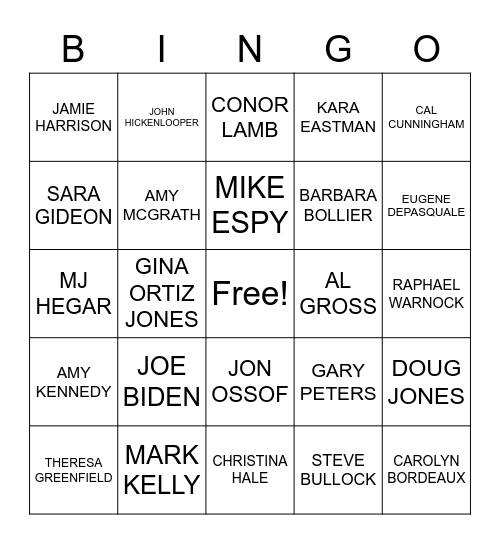 BLUE WAVE BINGO 2020 Bingo Card