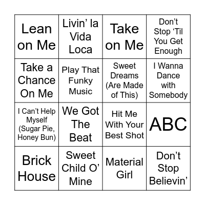Music Bingo Card