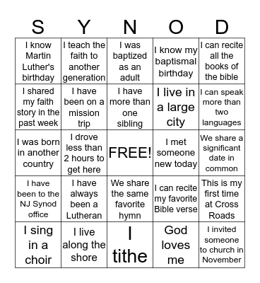 Getting to Know You Bingo Card