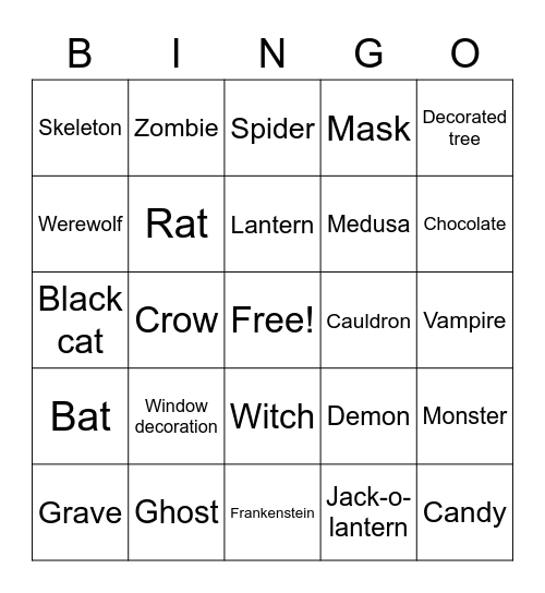 Carlington Spooky Bingo Card