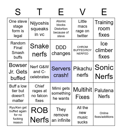 TSS2 Steve Patch Bingo Card