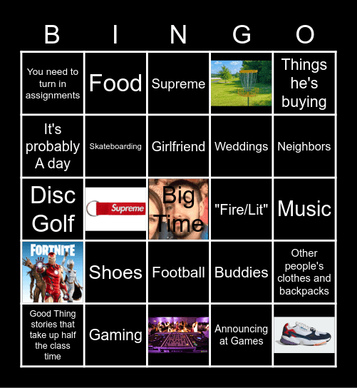 Mr. Slattery Bingo Card