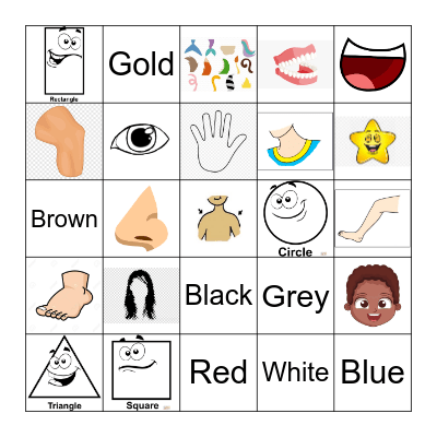 Shapes, Colors and Bodies Bingo Card