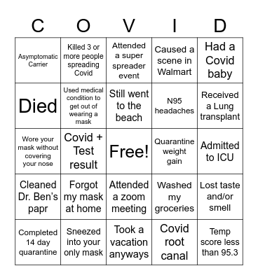 2020 Bingo Card