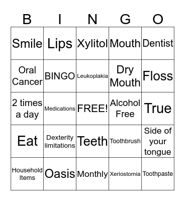 Happy Mouth  Bingo Card