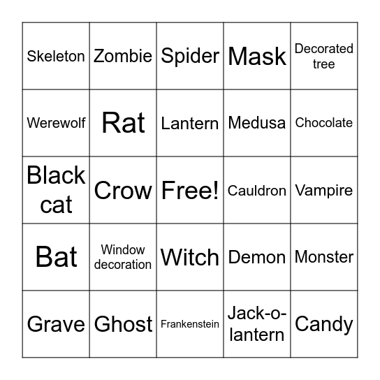 Carlington Spooky Bingo Card