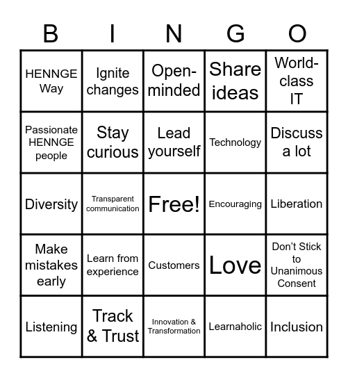 HENNGE BINGO! Bingo Card