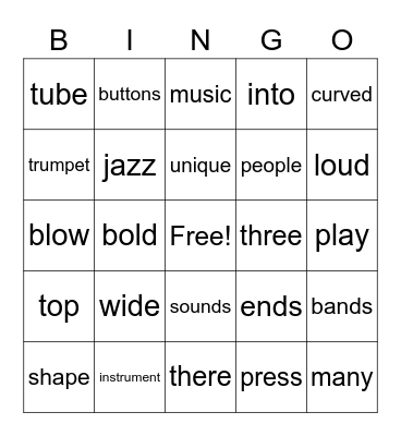 Trumpets Bingo Card